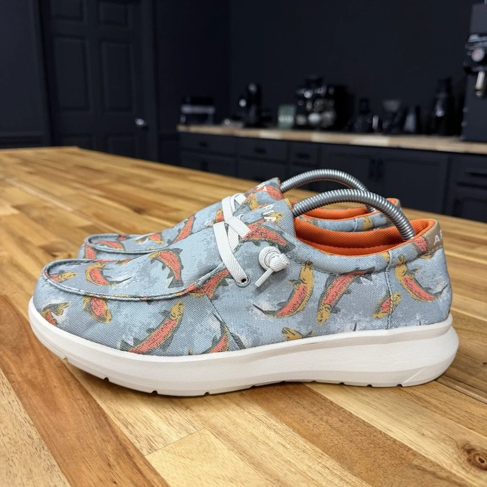 NWT Ariat Men's Hilo Olive Rinbow Trout Boat Shoe Size 10 D